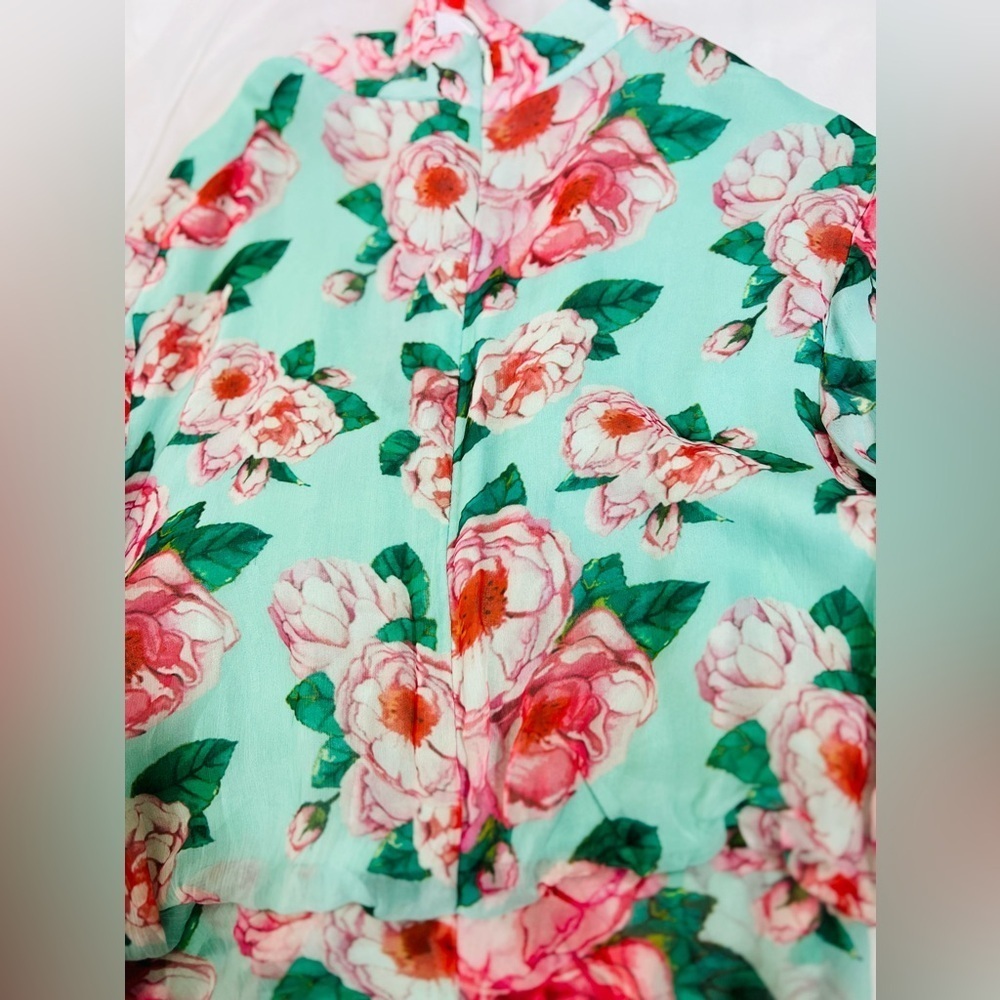 Lovers + Friends Sheer Amy Mini Mint & Pink Floral Dress NWT XS - Picture 11 of 13